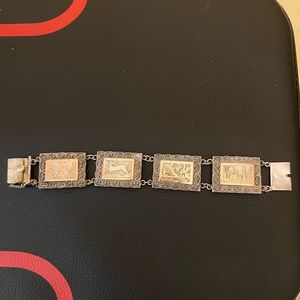 Silver. Bracelet with Roman esk tiles